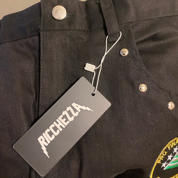 Ricchezza Black Denim Jeans $$ Patched - Picture 6 of 7
